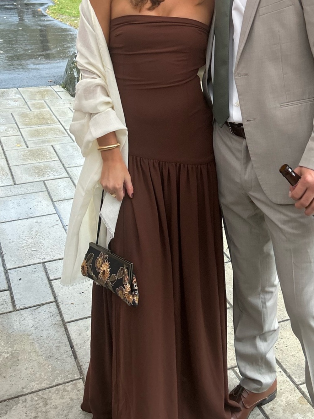 Peppermayo Strapless Maxi Dress in Chocolate Brown